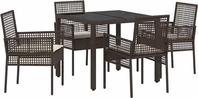 Set da Pranzo per Giardino 5 pz | Set Salotto da Giardino Marrone polyrattan