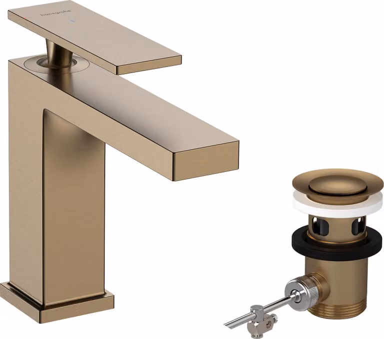 Mitigeur monocommande de lavabo hansgrohe Tecturis E 110, portée 144 mm, avec vidage, CoolStart, EcoSmart+, 73014140, 73014140