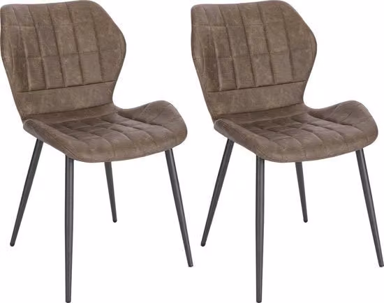 Set da Sedia da Cucina in Pelle Finta - 2 pezzi - Stile, Ergonomico e Comfortevole - Set di 2 - Marrone Scuro