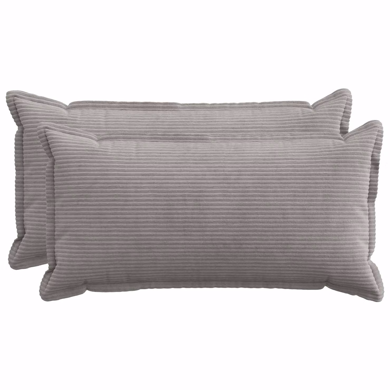 Set di 2 federe vidaXL HOUTEN in velluto a coste grigio chiaro, L 40 cm x P 80 cm