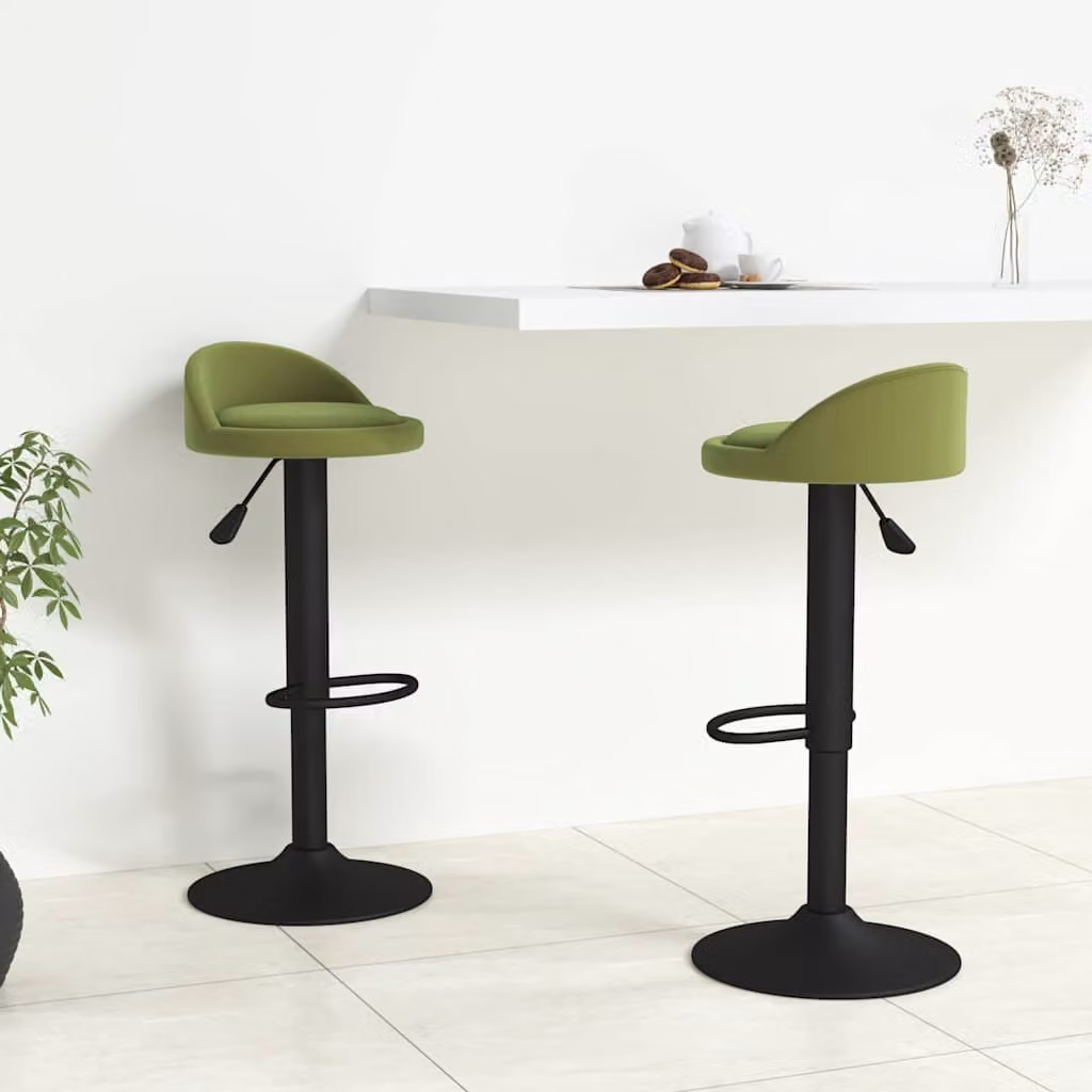Set di 2 sgabelli da bar vidaXL in velluto verde chiaro con base girevole a 360 gradi