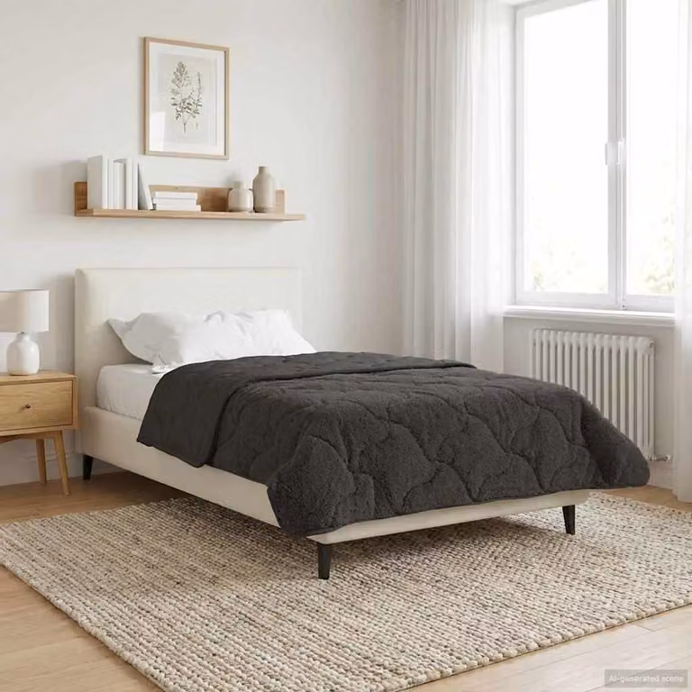 Piumino Letto Estivo vidaXL Antracite Traspirante e Reversibile L/P/H: 155 x 220 cm