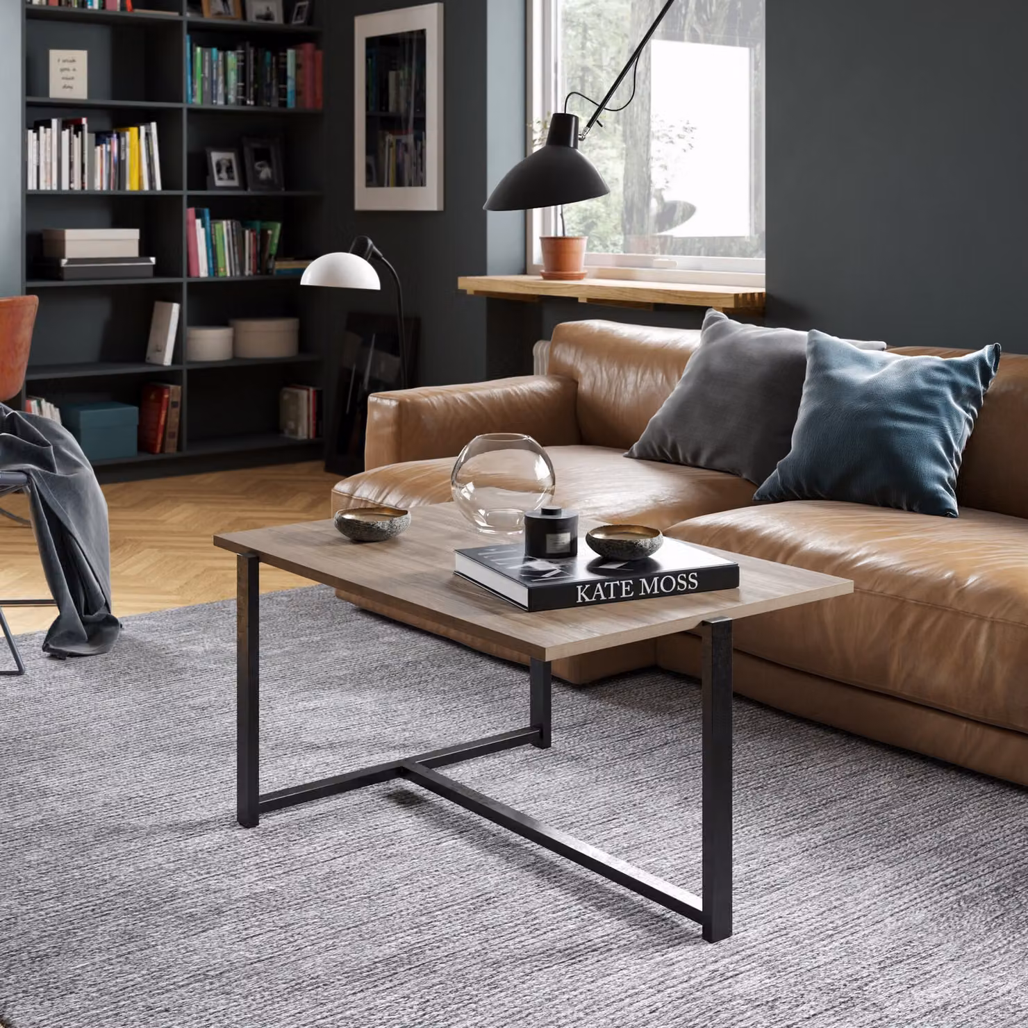 Skye Decor, Merideths - Walnut, tavolino, noce, 100% pannelli truciolari rivestiti in melamina, 92 x 64 x 45 cm