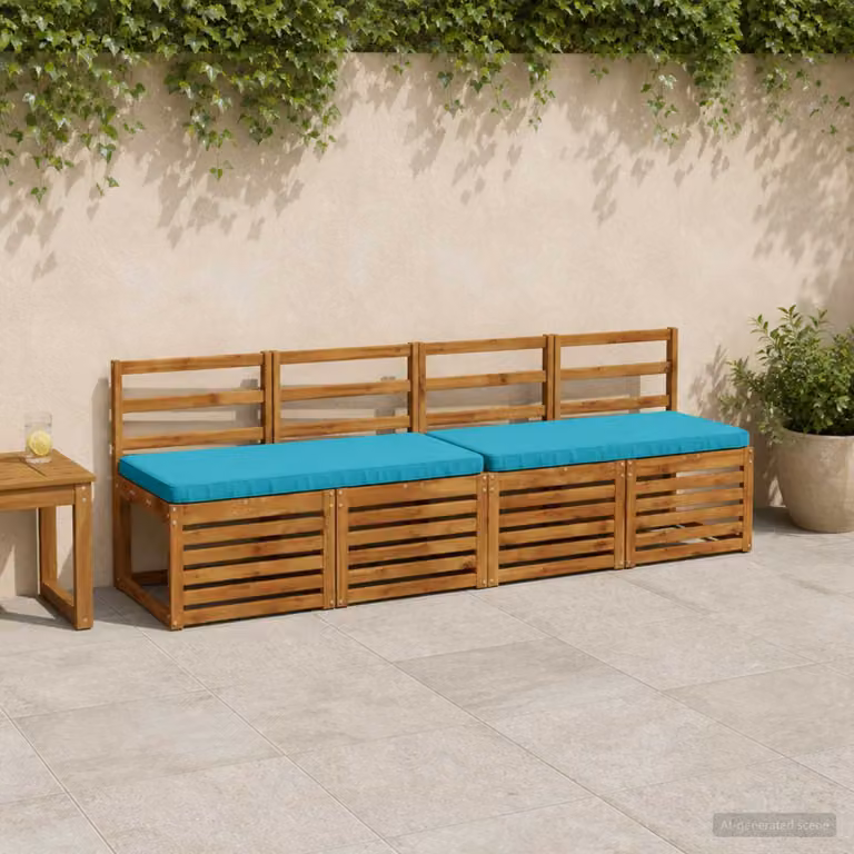 Set di 2 cuscini per panchina vidaXL VUGHT in poliestere, forma rettangolare, colori turchese e blu, con rivestimento rimovibile e resistente ai raggi UV