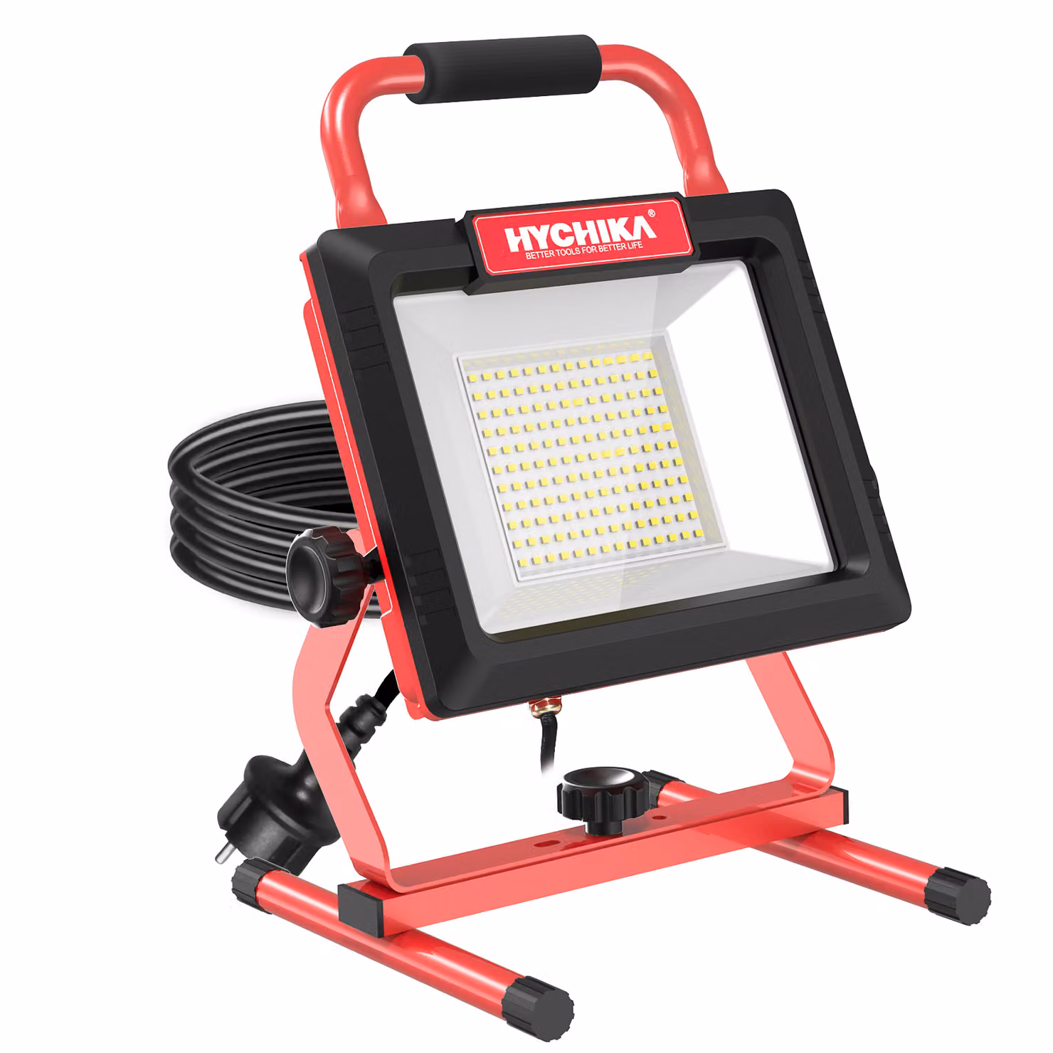 100W LED faretto da cantiere, HYCHIKA 12.000LM faretto LED ultra-luminoso, IP66 impermeabile faretto LED per esterni interni, ruotabile a 360°, 5m di cavo, per garage officina costruzione fai da te [classe energetica A+++]