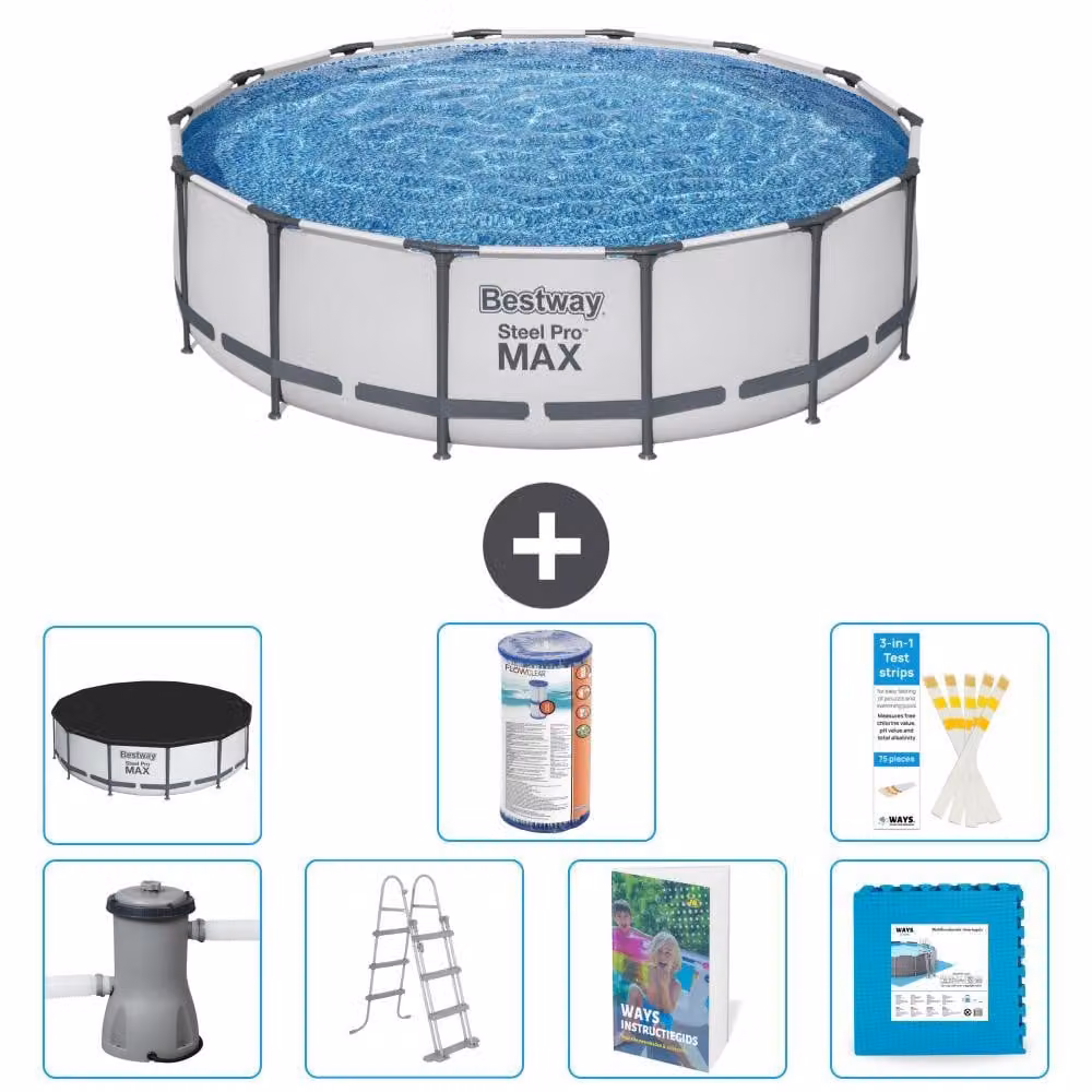 Piscina gonfiabile Bestway Steel Pro MAX, rotonda, 427x122 cm, composta da 6 parti, modello S602