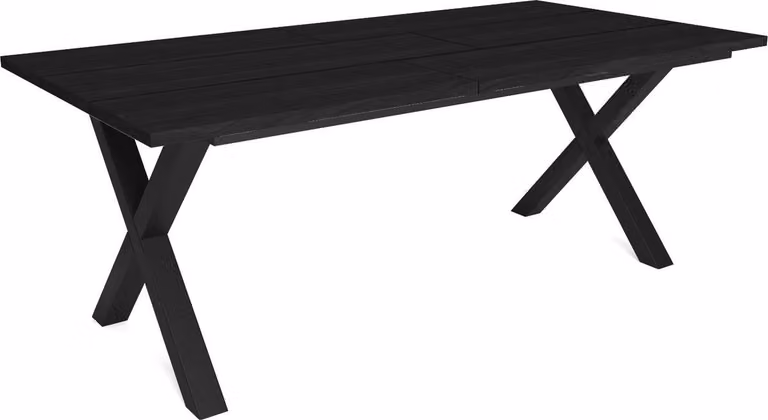 Happyment Tavoli da pranzo Nero – Tavolo da pranzo rettangolare per 4–8 persone – Legno massello e gambe a X in metallo – Stile moderno – Nero – 200x90x75 cm