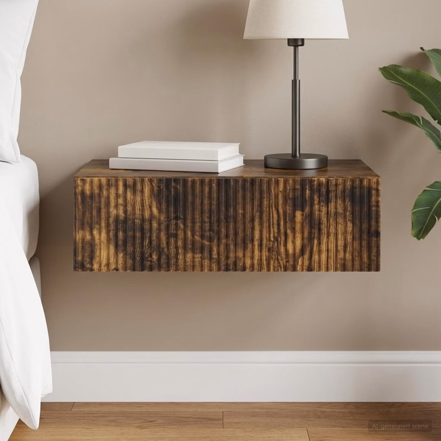 vidaXL Tavolino da Parete Laterale Moderno in Rovere Fumo L: 59 cm, P: 34,5 cm, H: 17 cm