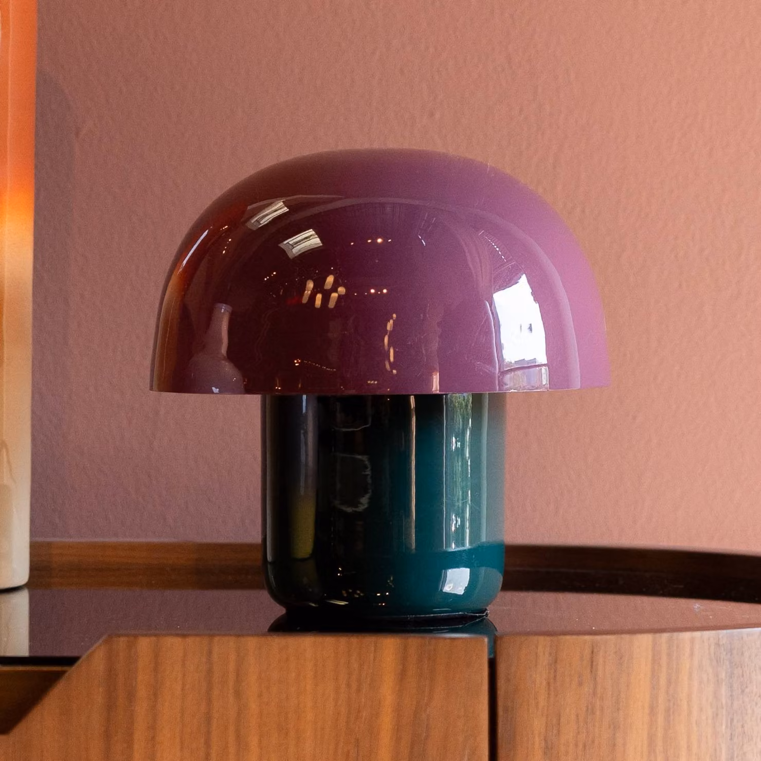 KARE Lampada da tavolo di design Mushroom, Violetto / Fucsia / Rosa, Soggiorno / Sala da pranzo, Metallo, Design, Lampada da tavolo