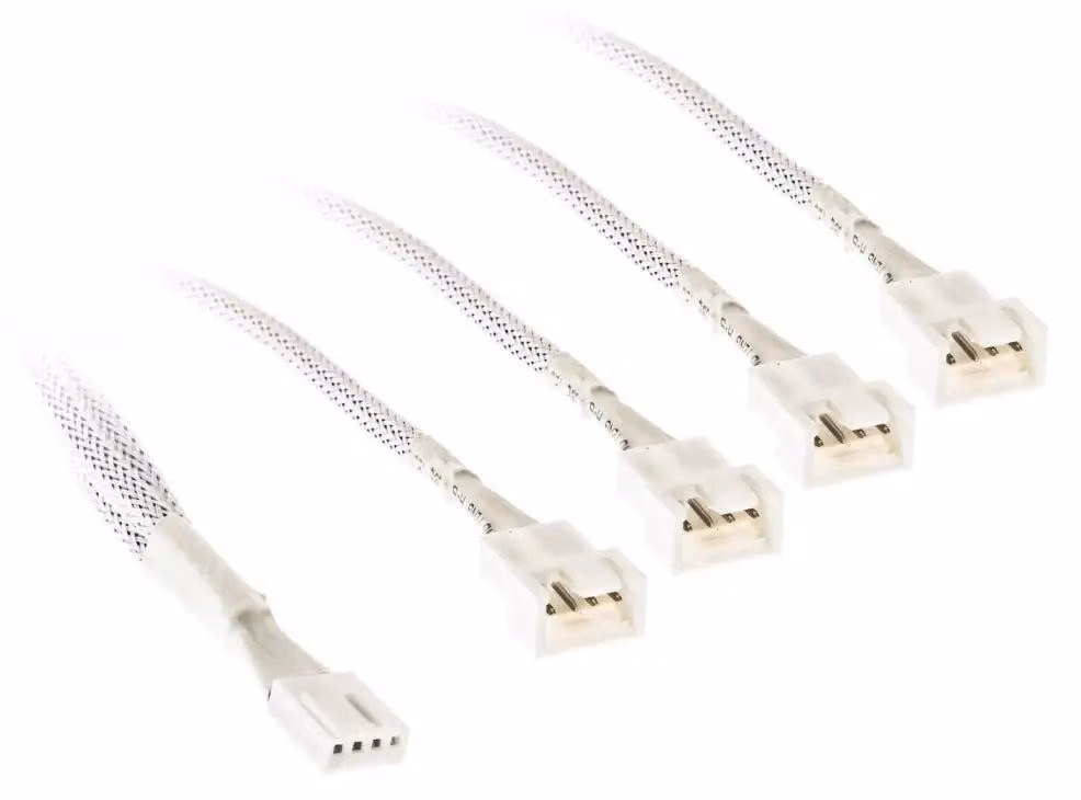 Kolink 1-4 Cavo splitter per ventole PWM - 35 cm, intrecciato, bianco