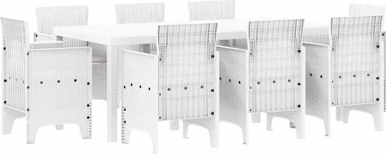 Set da Pranzo per Giardino 9 pcs Bianco Polipropilene