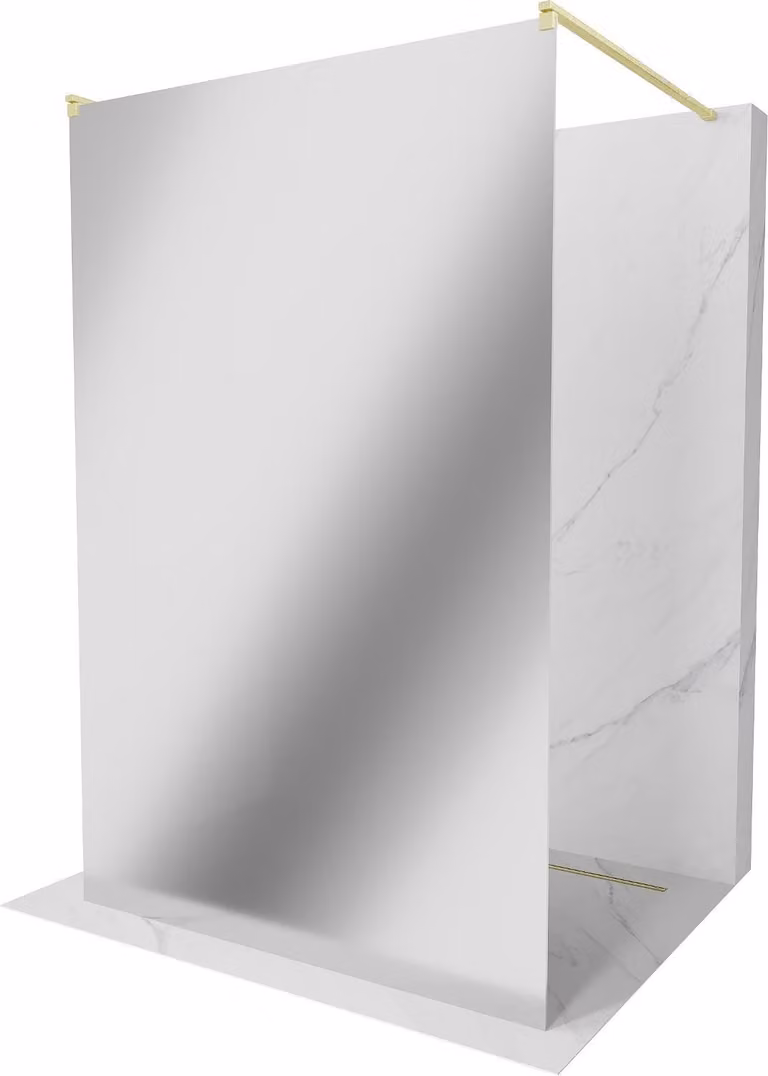 Mexen Kioto pannello doccia autoportante 110 x 200 cm, specchio 8 mm, oro spazzolato - 800-110-002-55-50