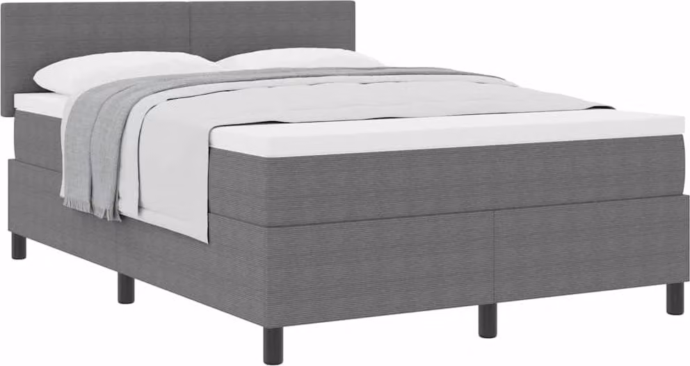 Letto a molle con testiera Grigio chiaro e bianco 140 x 190 cm
