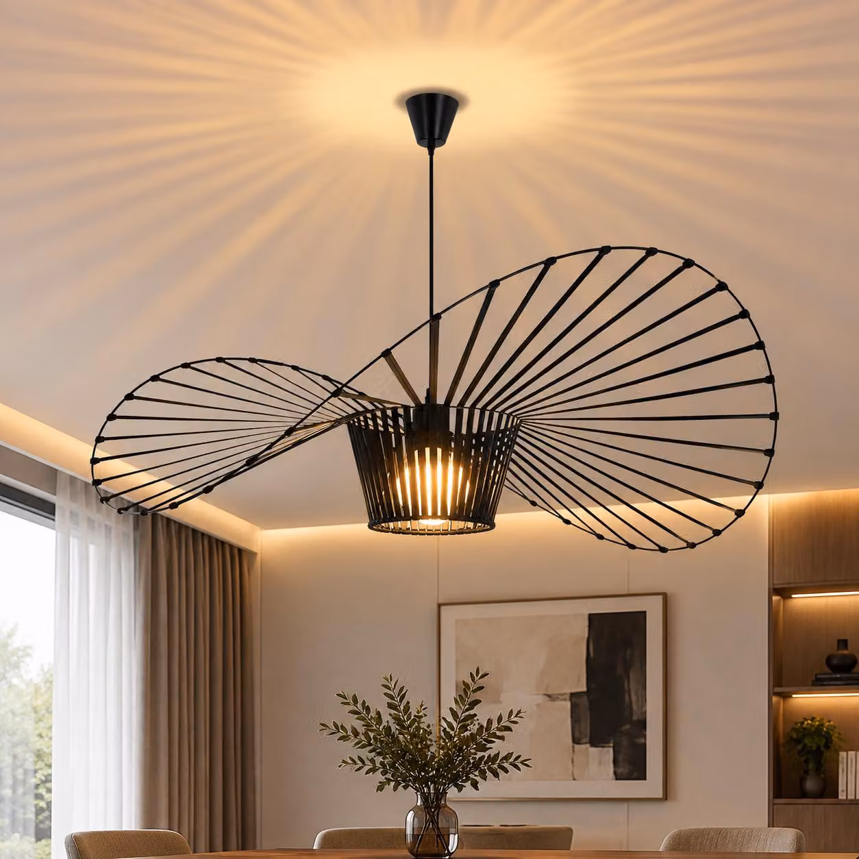 ZMH Lampada a sospensione per tavolo da pranzo, lampada da soggiorno, 100 cm, lampada a sospensione E27, lampada da tavolo da pranzo regolabile in altezza, lampada a sospensione per sala da pranzo, nera