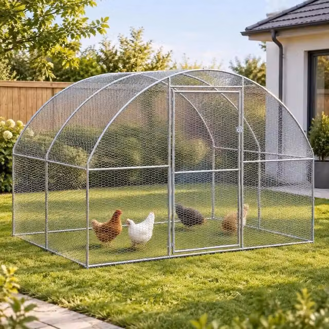 Outdoor Chicken Coop 3x2x2 M Galvanized Steel