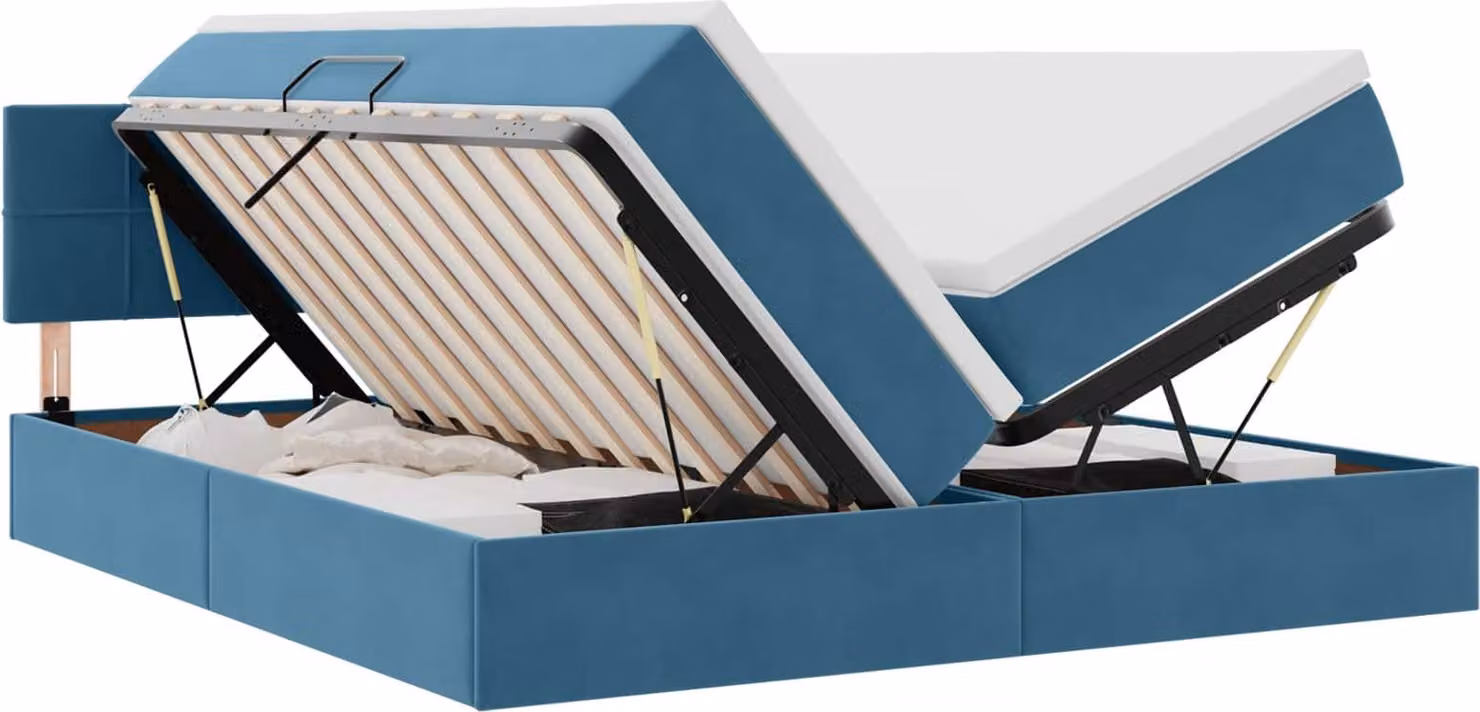 Letto con contenitore LED e materasso Blu Scuro 200 x 200 cm