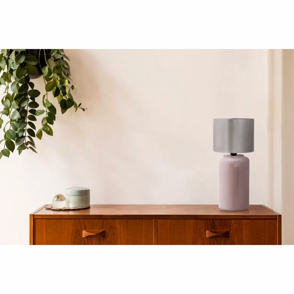 Lampada da tavolo Art Deco Vikasa Home in metallo e ceramica rosa e argento, H: 38 cm, L: 23,5 cm – 2