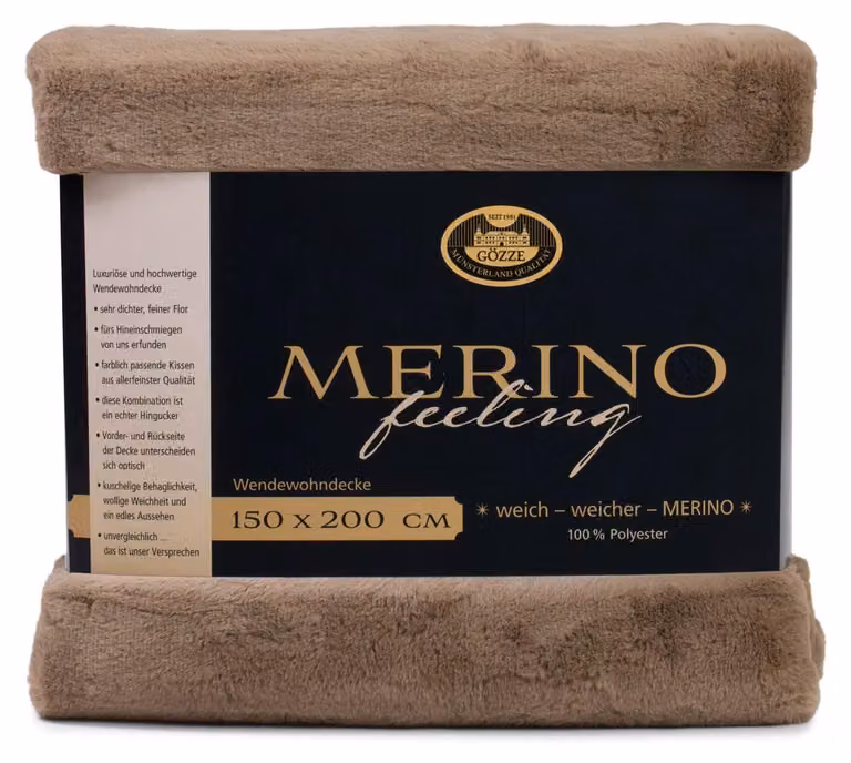 Coperta in pile di Lana, 150x200 cm, color tortora, 600 g/m²
