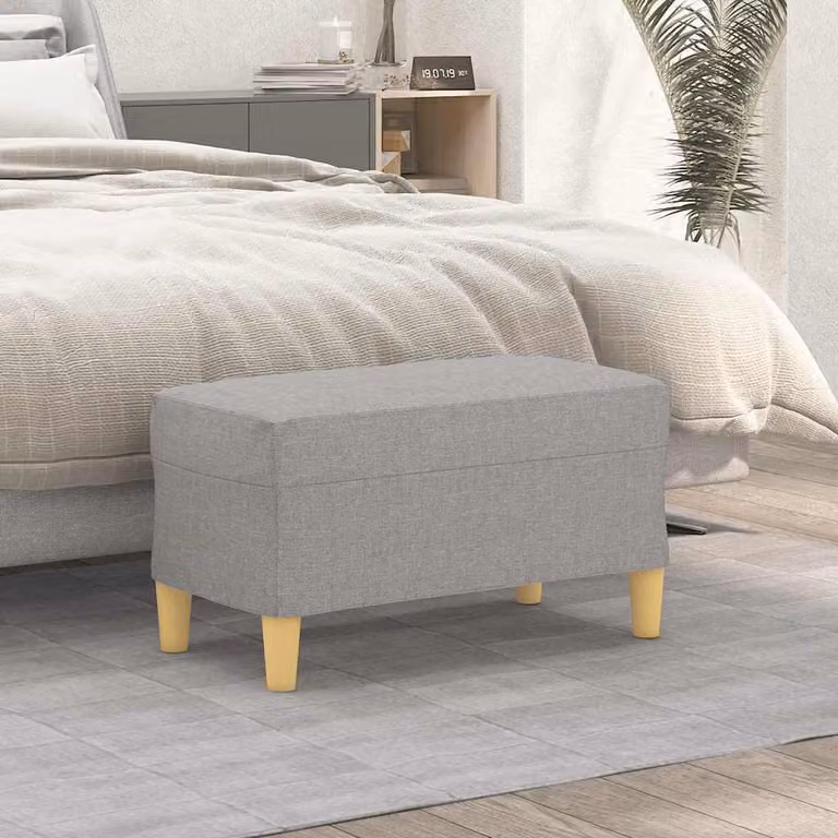 Panca moderna vidaXL in tessuto grigio con struttura in legno L: 70 cm, P: 35 cm, H: 41 cm
