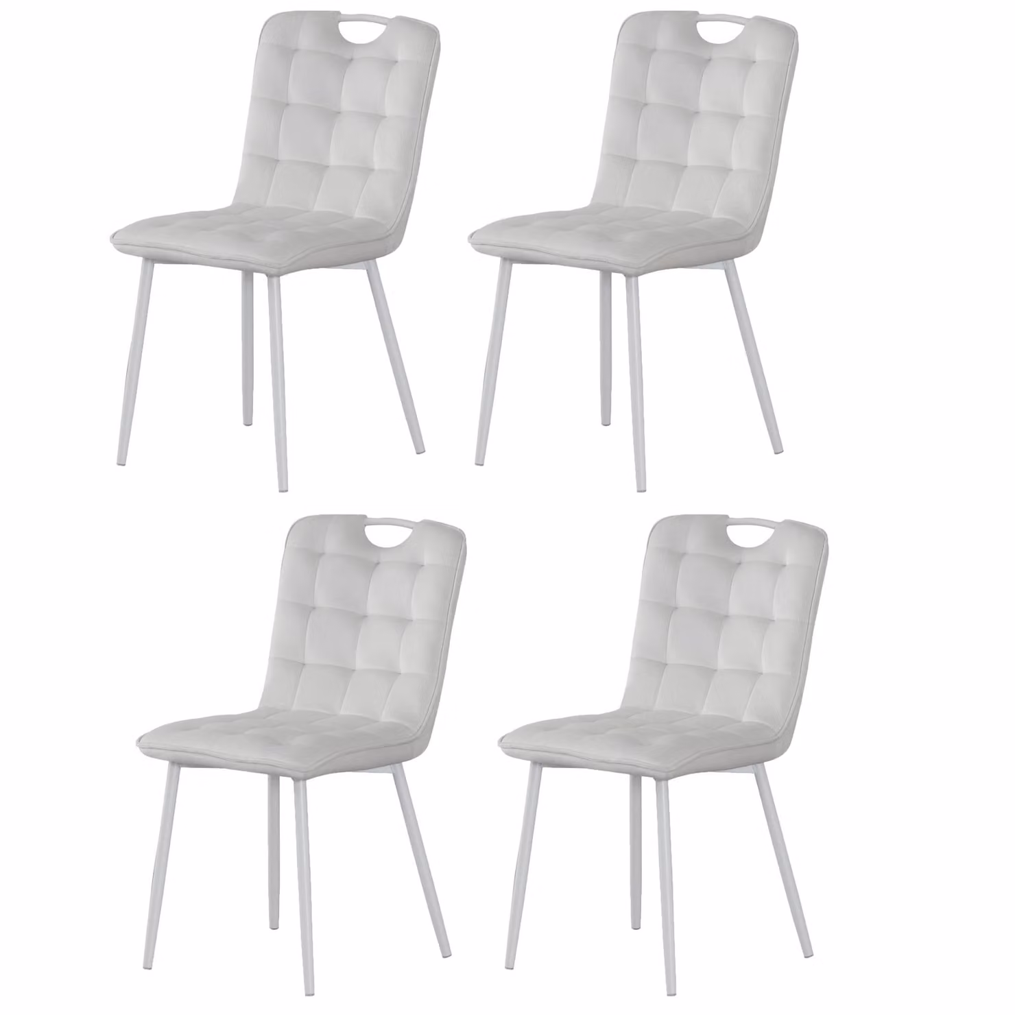 Sedia da pranzo MILINDA di Casa Dolce, set da 4, L47 x P58,5 x H86 cm, rivestimento in velluto, bianco