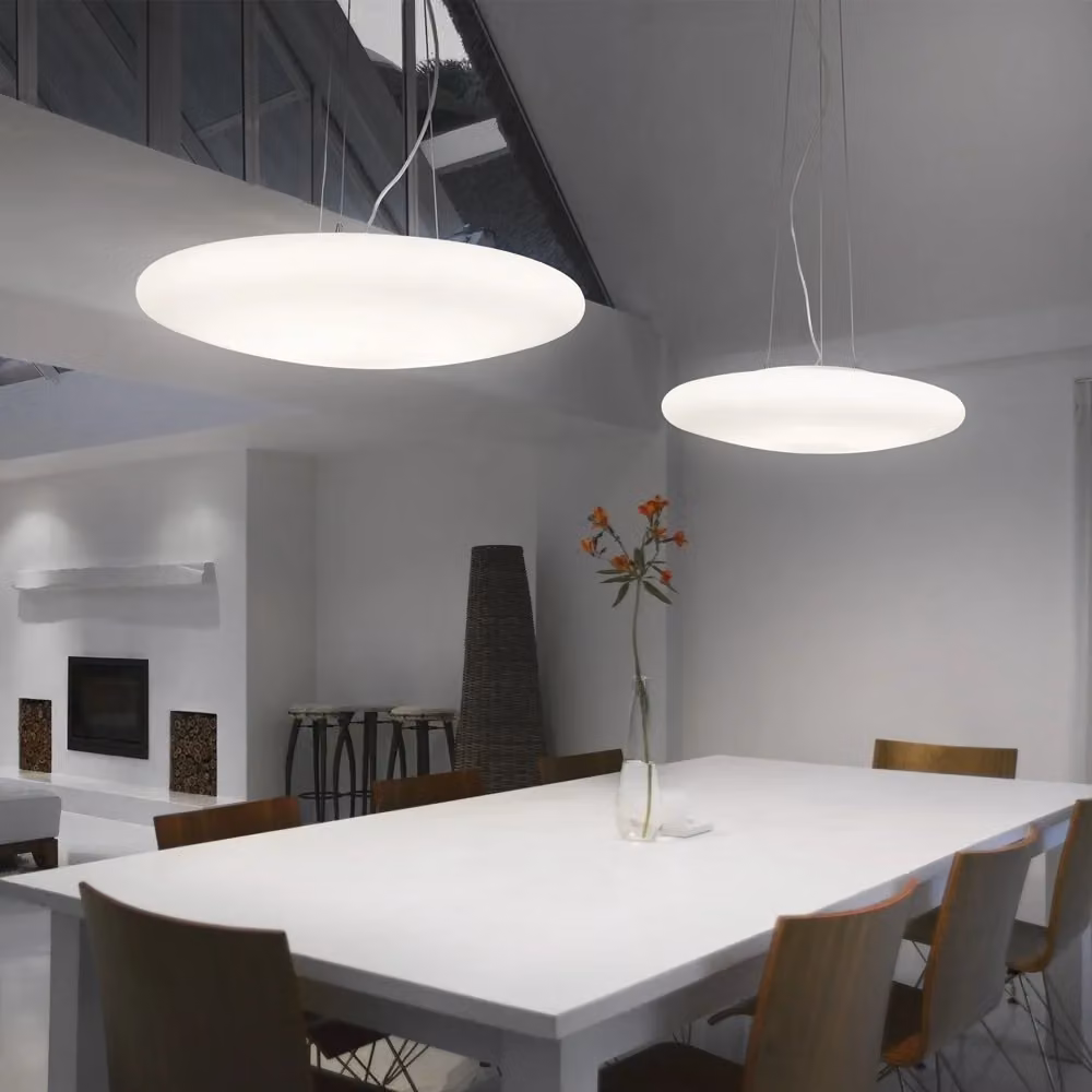Lampada a sospensione moderna IDEAL LUX Smarties in vetro bianco con 3 luci E27, diametro: 60 cm – 2