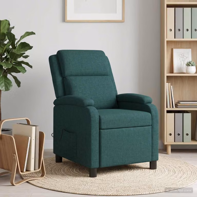 vidaXL Poltrona Relax Recliner Moderna in Tessuto Verde con Braccioli