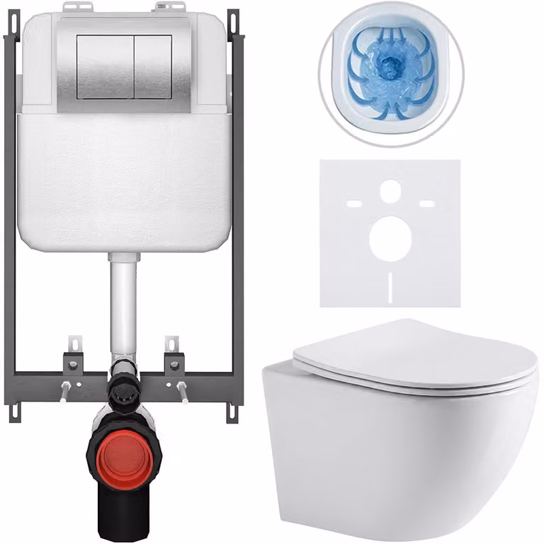 CERANO - Set WC da incasso Verde - bianco lucido - pulsante Prime/Maxio, argento - da incasso - 49x36 cm