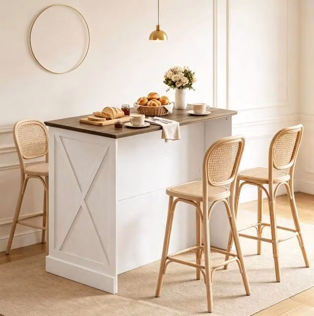 Isola cucina multifunzione con ripiani regolabili, cassetti e ante scorrevoli in truciolato e MDF, 106,4x57x92 cm, bianco e marrone antico