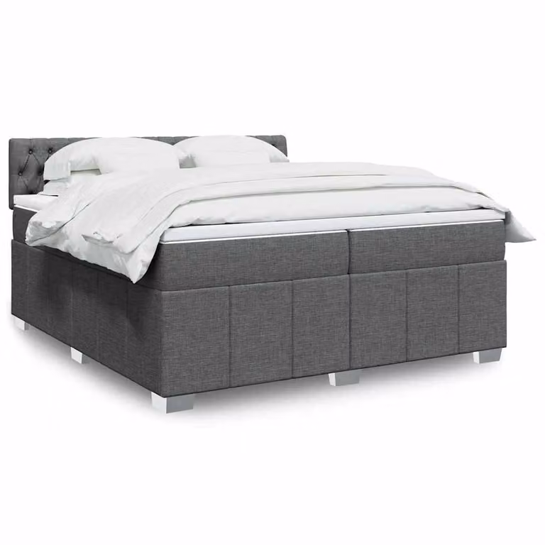 vidaXL Letto Ibrido con Giroletto a Molle e Materasso a Tasche Grigio e Bianco L/P/H: 200 x 200 x 100,5 cm
