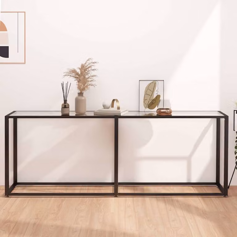 vidaXL Tavolo Consolle Moderno in Vetro Temperato Trasparente L 200 cm x P 35 cm x H 75,5 cm