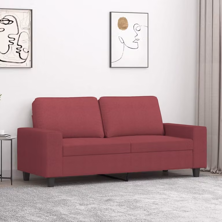 vidaXL Divano Moderno a 2 Posti in Tessuto Rosso con Struttura in Metallo