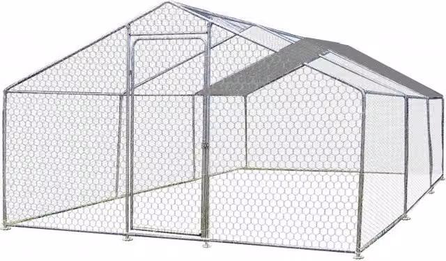 Recinto per animali Foresta in acciaio zincato con rete e tetto telonato silver L: 6 m, P: 3 m, H: 2,2 m