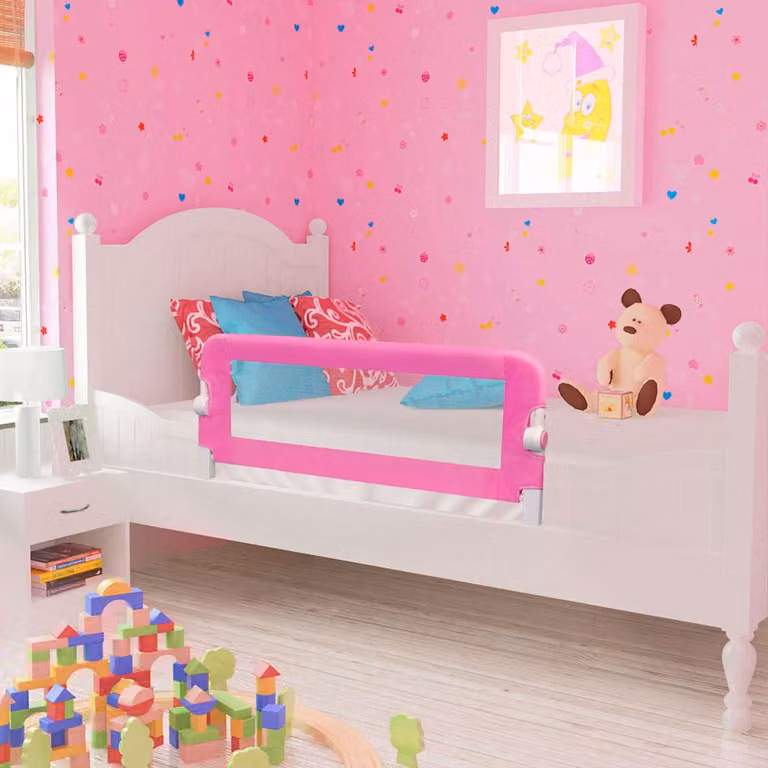 Set di 2 sponde per la sicurezza del letto per bambini vidaXL, pieghevoli, rosa, L: 102 cm, H: 42 cm