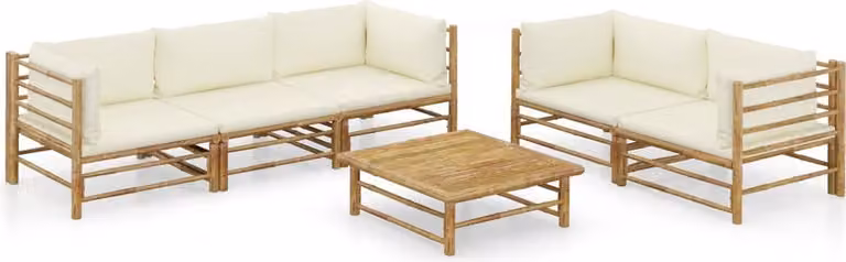 Maison Exclusive - Set da giardino da 6 pezzi con cuscini color bianco crema in bambù
