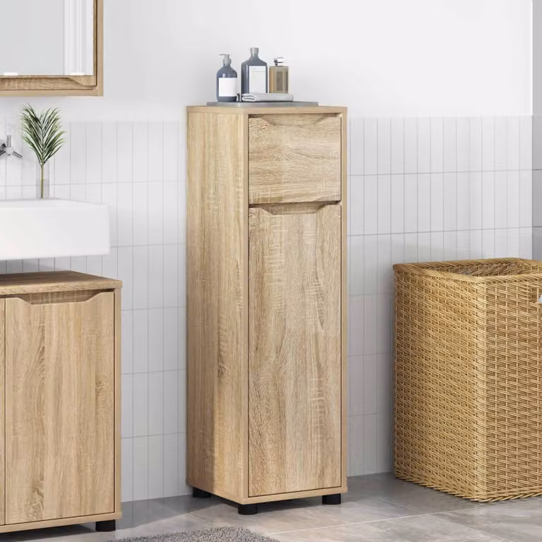 Mobile da bagno vidaXL Rovere Sonoma marrone con ripiani e cassetti L/P/H: 30,5 x 30 x 101 cm
