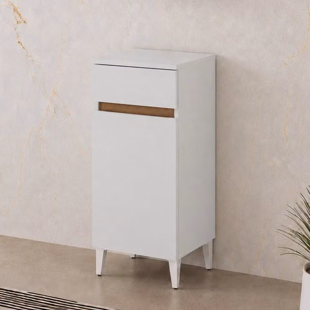 Mobile bagno multiuso 35 cm bianco 1 anta e 1 cassetto Kleo
