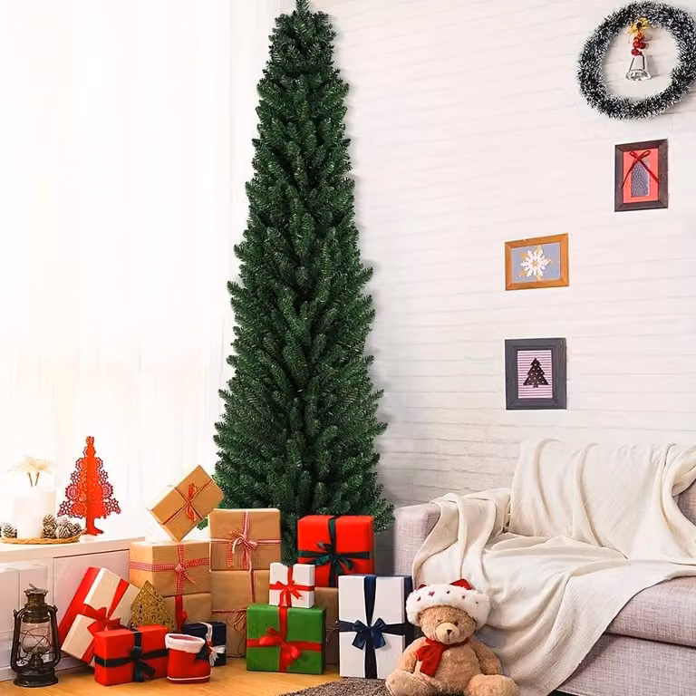 Albero di Natale a forma di matita - Albero di Natale artificiale compatto - Albero di Natale decorativo - Mini albero di Natale - Albero artificiale - Altezza: 150 cm
