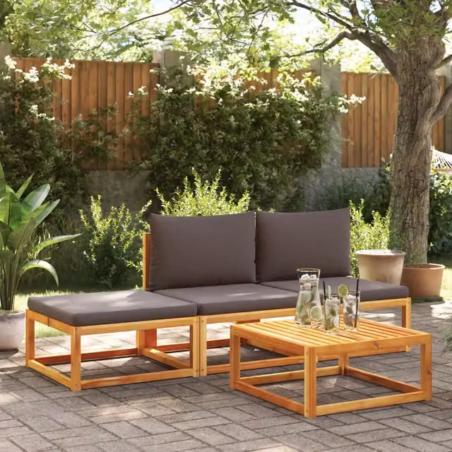Set di divani da giardino 4 pz con cuscini in legno di acacia 3278912