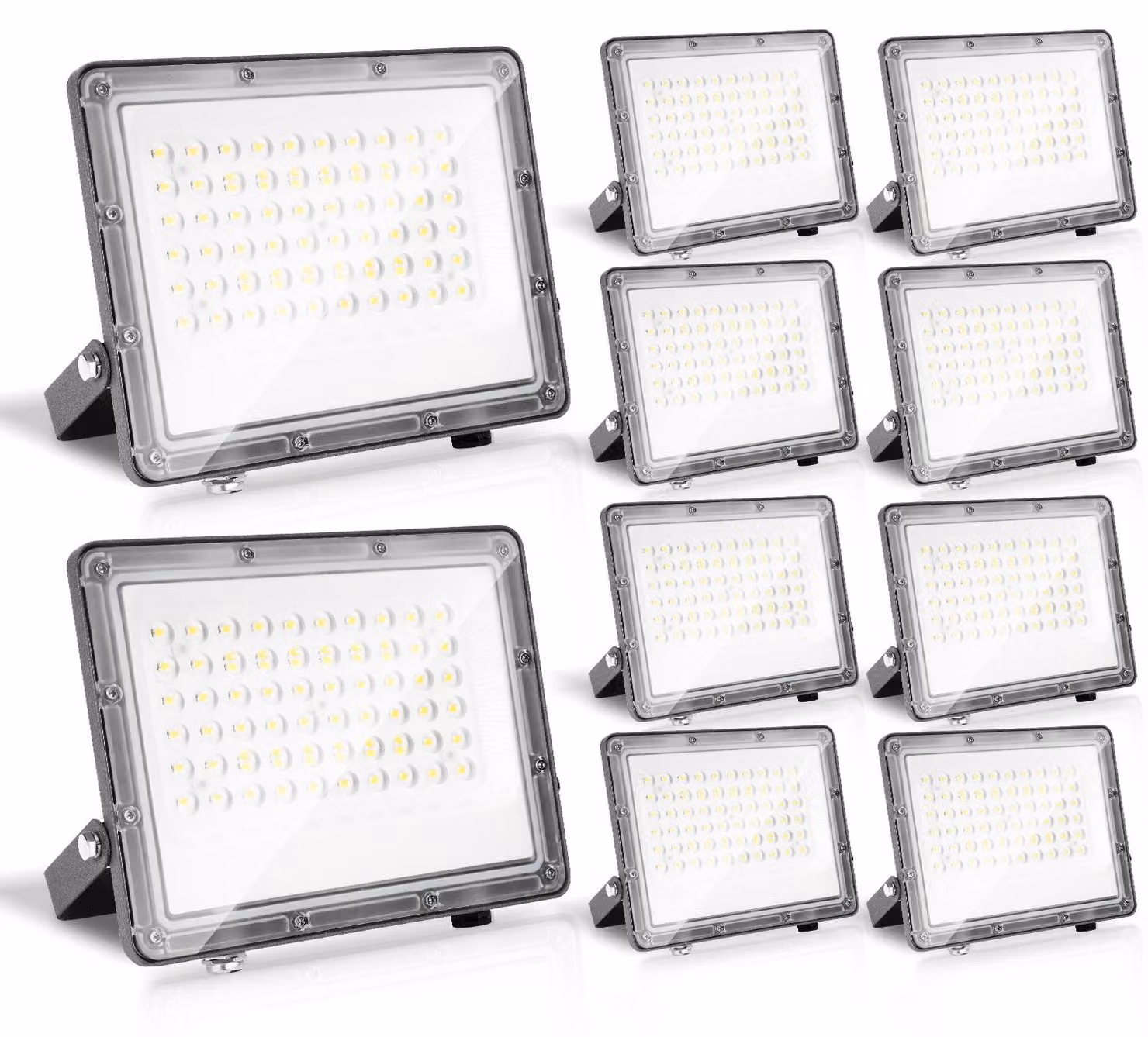 Ikodm, faretto LED da esterno, 50W, illuminazione LED IP65, alluminio, per uso esterno e industriale, luce bianca fredda 6000K, confezione da 10