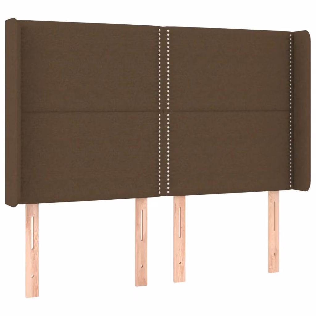 Testiera ad orecchio vidaXL in tessuto marrone con struttura in legno L: 147 cm, P: 16 cm, H: 118-128 cm – 3