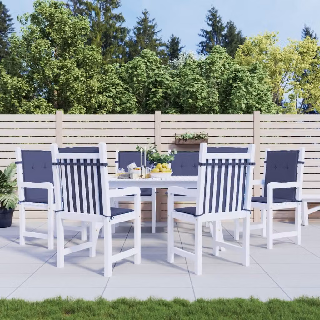 Set di 6 cuscini per sedia con schienale basso vidaXL in tessuto blu marino, idrorepellenti e resistenti ai raggi UV