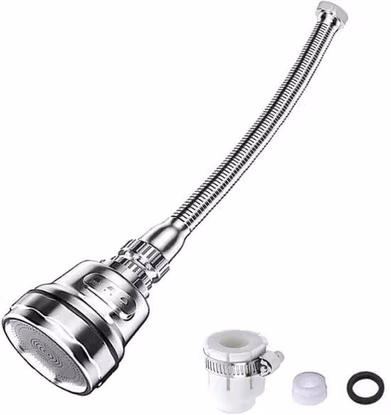 Rubinetto da cucina Ibenzoa® in ottone, con bocchetta girevole a 360°, dotato di 3 tipi di getto e valvola in Vetroceramica, con pressione dell'acqua regolabile, adatto per acqua calda e fredda