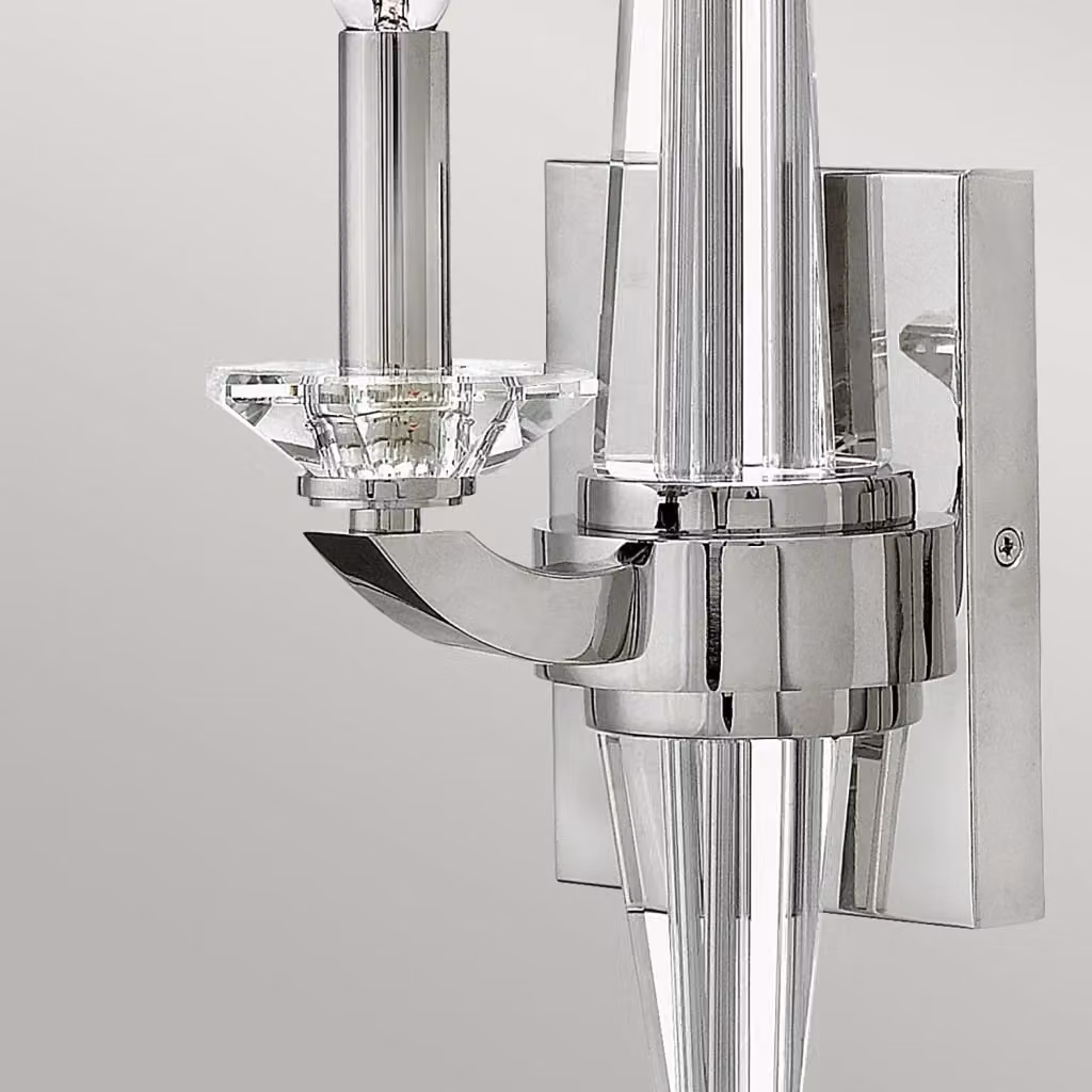 Applique Industrial Nordico Ascher Hinkley in Acciaio Nichel Lucido e Cristallo con 1 Luce E14 Argento – 2