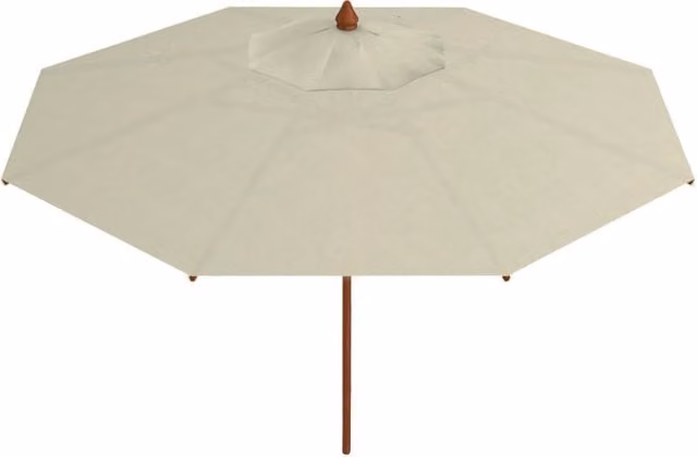 Ombrellone da giardino Danieli con palo in legno e telo in acrilico color beige, diametro 4 m