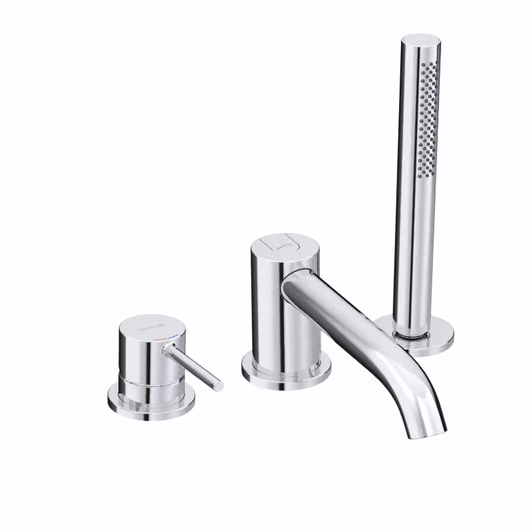 KLUDI BOZZ Mitigeur monocommandé pour bain et douche, montage au sol, montage sur bord de carrelage à trois trous, saillie 220mm, chrome, 384480576, 384480576