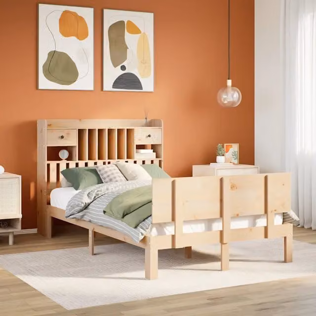 Letto Libreria senza Materasso 135x190 cm in Legno di Pino 3322682