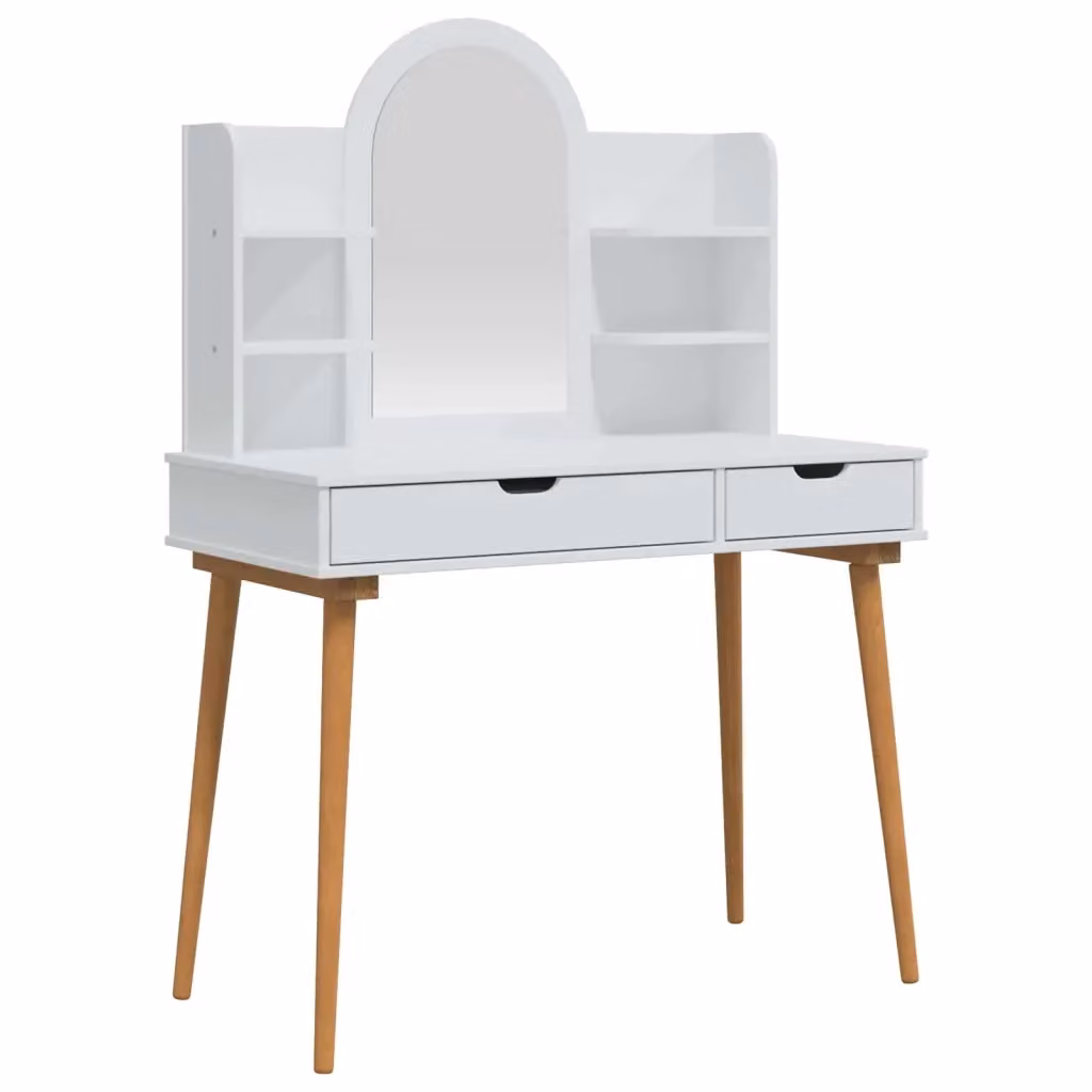 Set Tavolo da Trucco FAUSKE vidaXL 4 pz Bianco L/P/H: 100 x 50 x 143 cm – 2