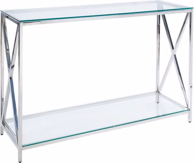 Tavolino moderno Beliani in vetro trasparente e metallo argento L: 120 cm, P: 76 cm, H: 40 cm