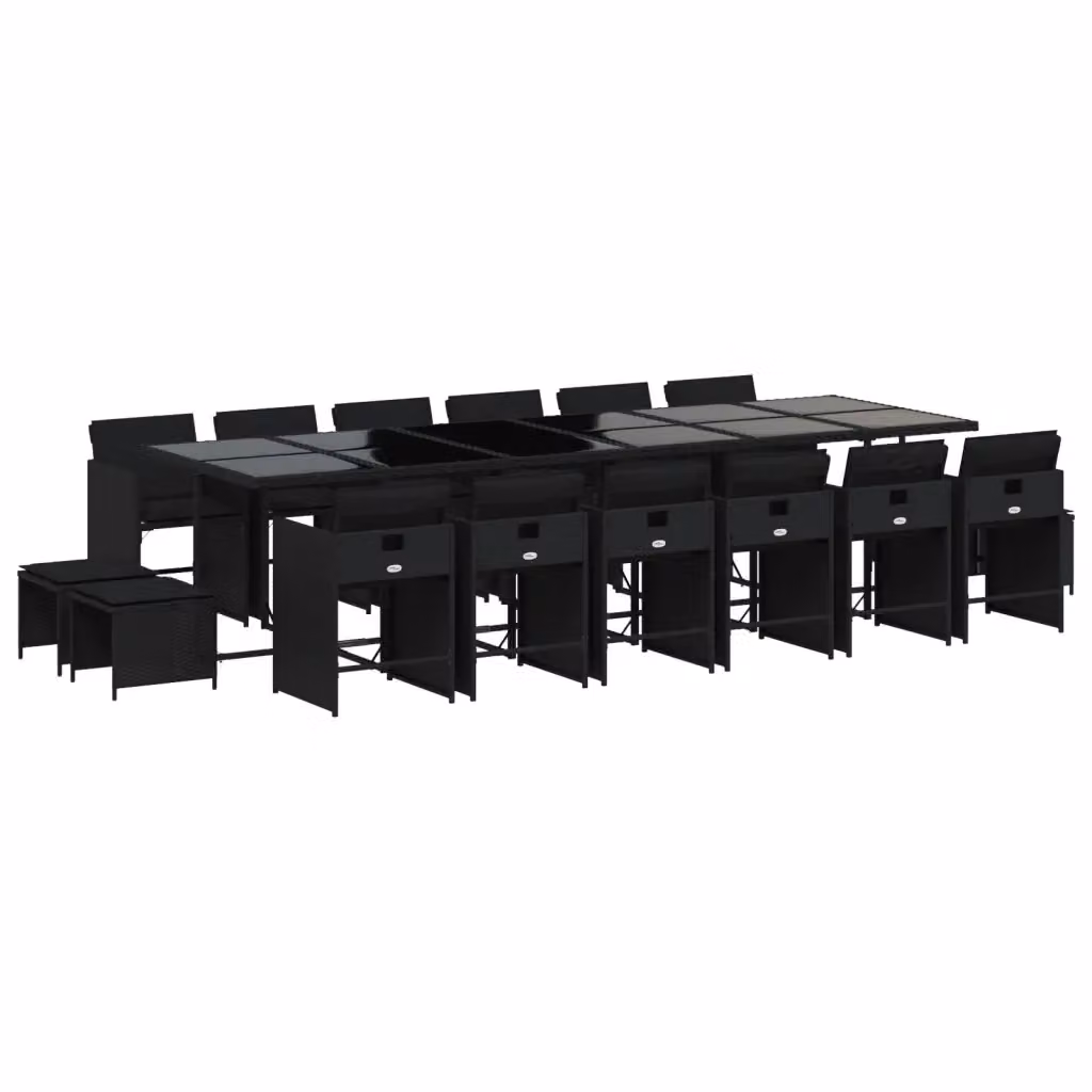 Set da pranzo da giardino vidaXL in polyrattan nero con 17 pezzi e cuscini – 2