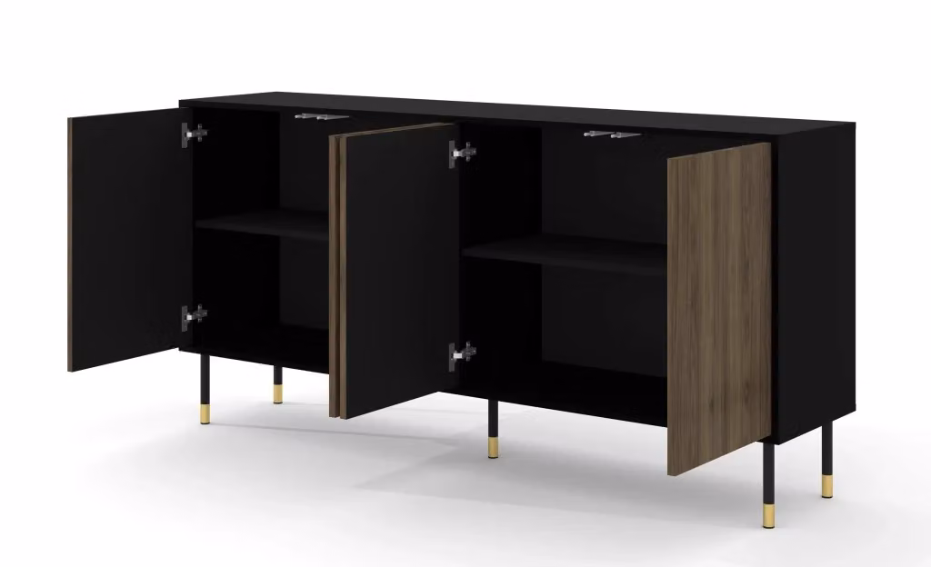Mobile Woody 4D 180 Bim Furniture Nero Opaco e Noce Pacifico – 2